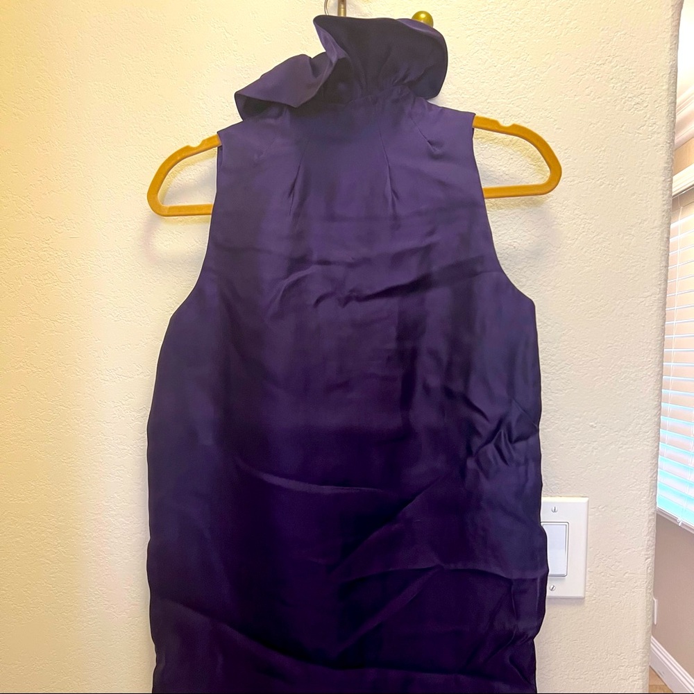 Philip Lim 3.1 NWT, purple satin, ruffle collar dress. Size 2.